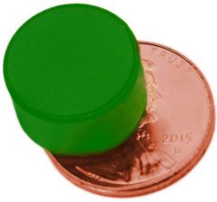 1/2" x 1/4" Disc - Plastic Coated - Green - Neodymium Magnet