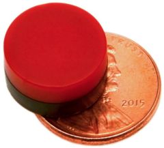 1/2" x 1/4" Disc - Plastic Coated - Red/Black - Neodymium Magnet