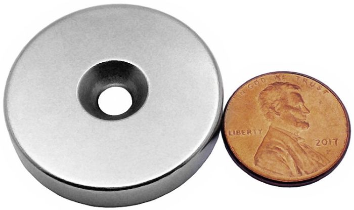 1.25" x 1/4" Countersunk Ring - Neodymium Rare Earth Magnet <ul><li>2 Force: 33.8 pounds per M1-25x14CSR</li></ul>