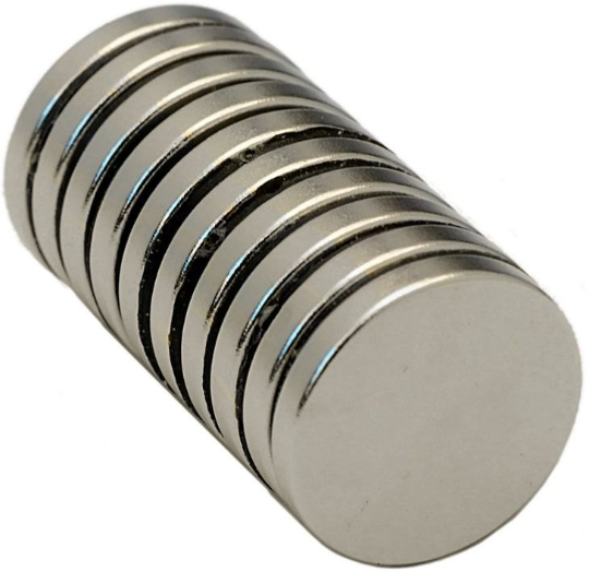 20mm x 3mm Disc - Neodymium Rare Earth Magnet <ul><li>10 Force: 10.55 per magnet</li><li>SKU# M20x3mmDI</li></ul>