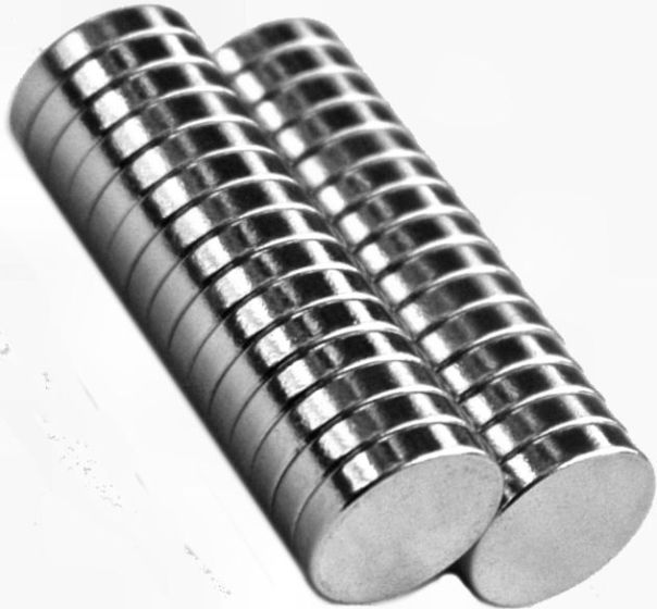 10 Pairs (20 Pieces) 10mm X 1mm Self-Adhesive Neodymium Disc Magnets - Silver
